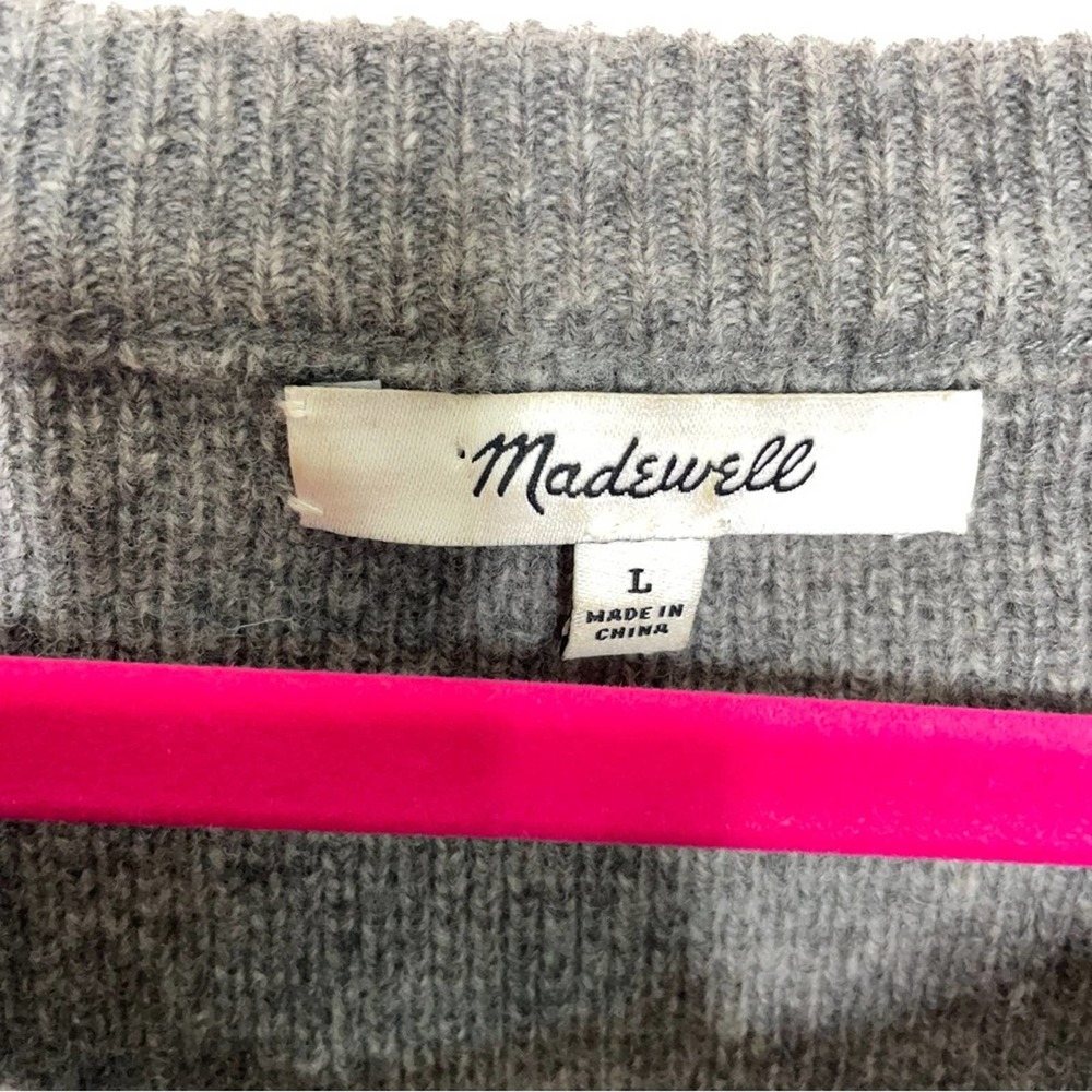 MADEWELL Lace Up Pullover Sweater Merino Wool Gray {KK9} - Picture 4 of 4